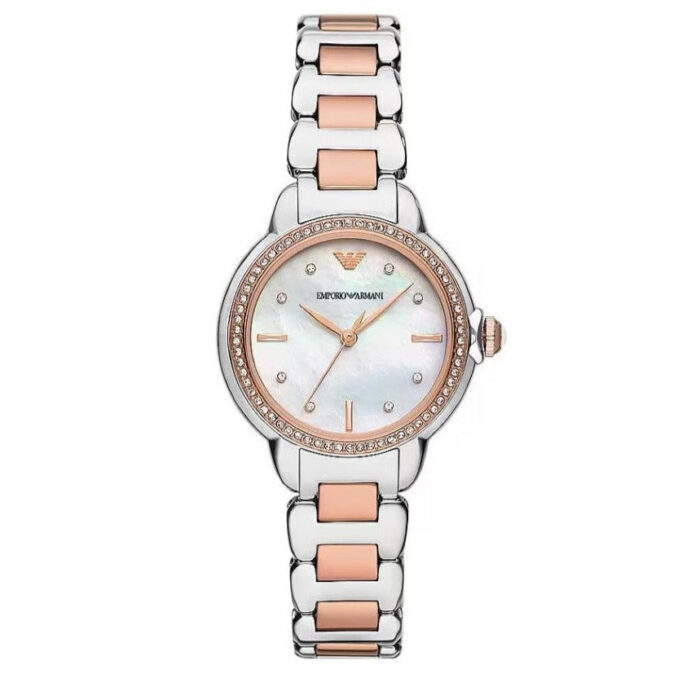 Emporio Armani Three Hand Quartz Mother of Pearl Dial Two Tone Steel Strap Watch For Women - AR11569 - Image 13